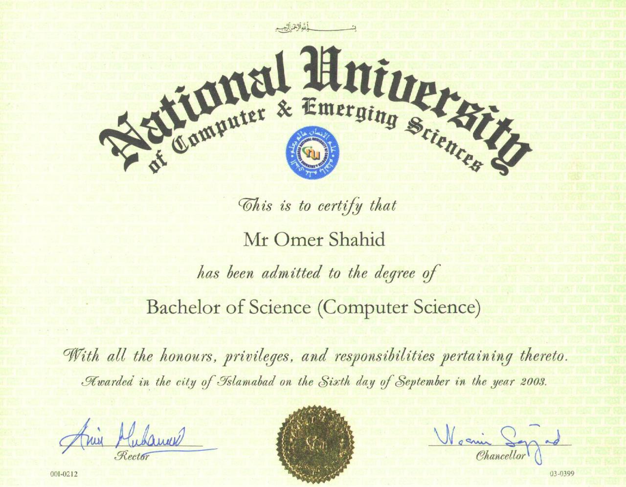 Bachelors of engineering degree