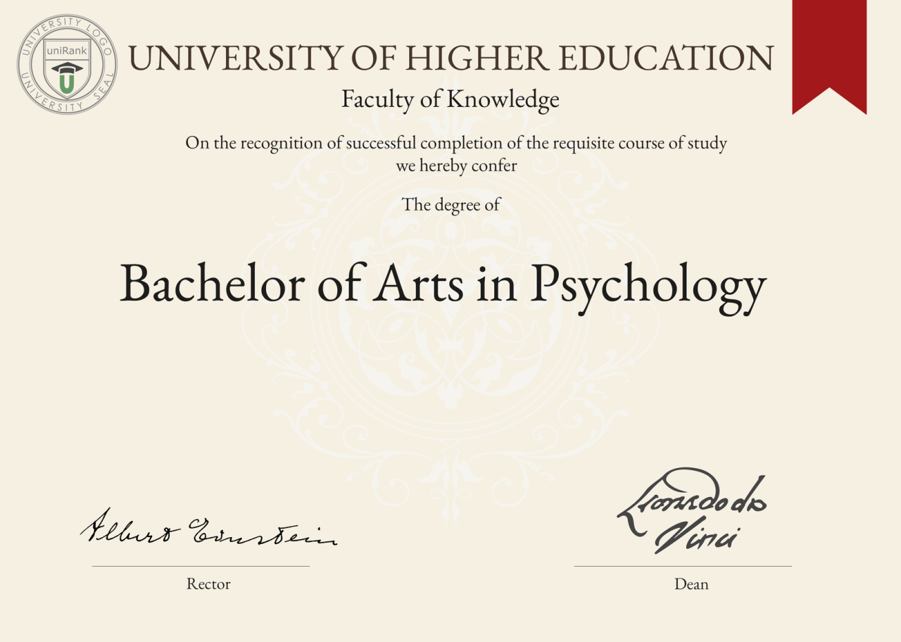 Psychology bachelor college higher ache education american courses course