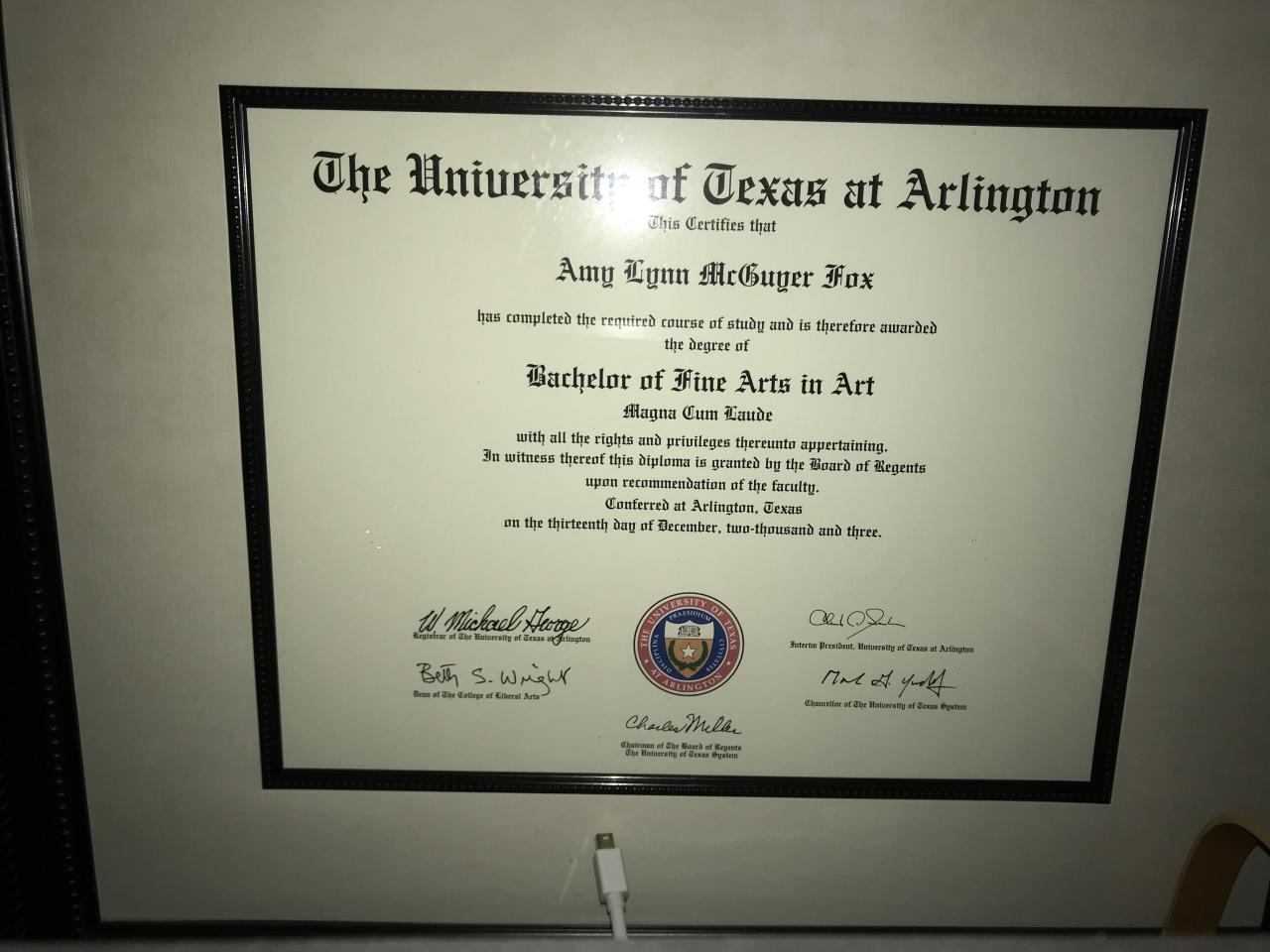 Bachelors of fine arts degree