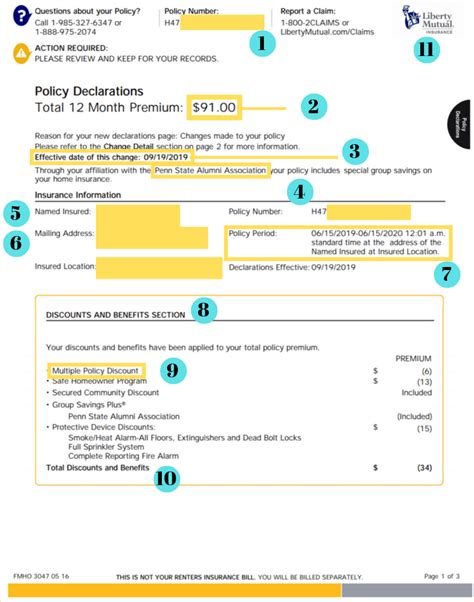 renters insurance declaration page