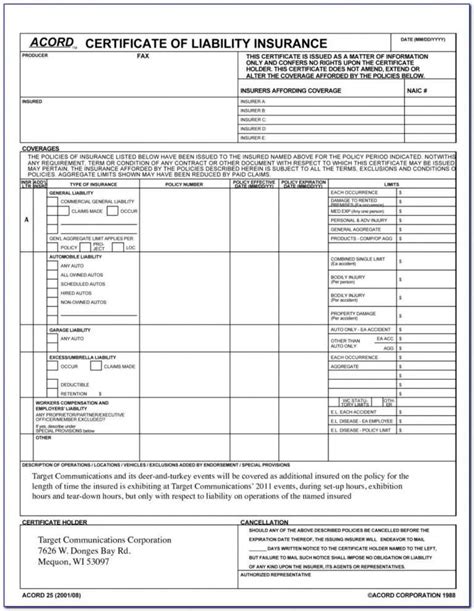 acord certificate of liability insurance